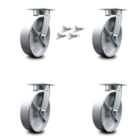 8 Inch Kingpinless Semi Steel Wheel Swivel Caster Set With Swivel Lock SCC